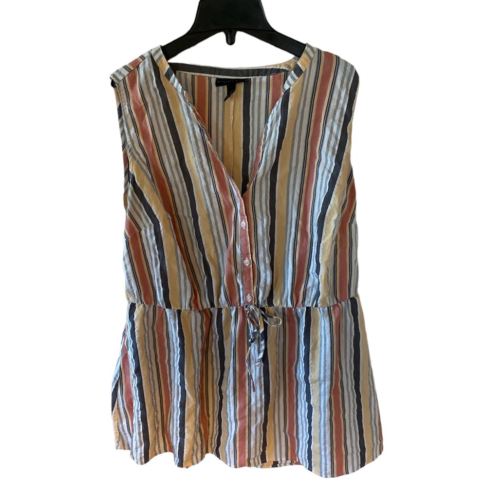 Lane Bryant Striped Faux Tie waistband Sleeveless Blouse Women’s Size 14